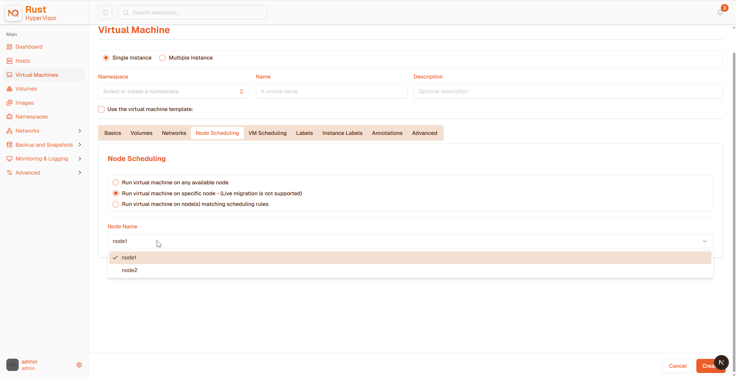 vm-node-scheduling